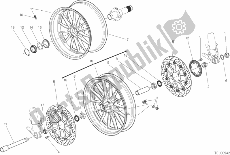 All parts for the Wheels of the Ducati Diavel Xdiavel Brasil 1260 2017